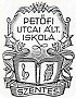 Az iskola emblmjt Drahos Istvn exlibris-mvsz ksztette. Forrs: Szentes helyismereti kziknyve - 2000