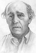 Heinrich Böll (1917-1985) Nobel-díjas német író portréja - Vígh László rajza. Forrás: Szentes helyismereti kézikönyve - 2000