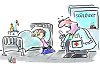 "Csak pihenjen a kismama most, semmi internetezés..." - Németh György karikatúrája (Délvilág)