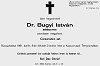 Dr. Bugyi István (1898-1981) sebészprofesszor, kórházigazgató halotti értesítője. Forrás: e-Könyvtár Szentes