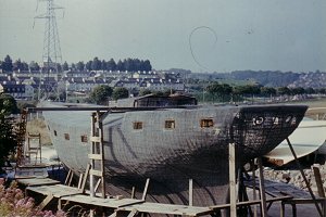 The hull plastered up - A hajtest bevakolsa cementtel