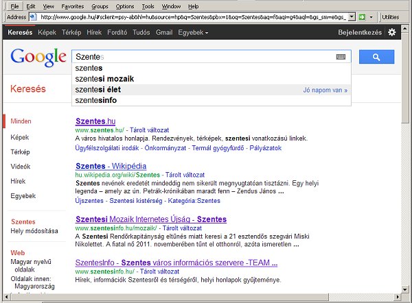 Szentes - Google találati lista