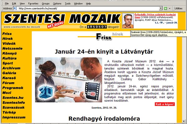 Szentesi Mozaik - friss h�rek, vide�kkal, 3D k�pekkel