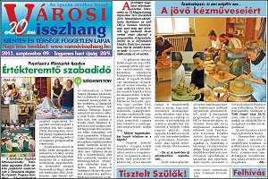 A V�rosi Visszhang 4 sz�n nyom�sban, 8 oldalon jelemik meg - 2011.09.09.
