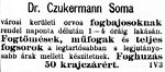 Dr. Czukermann Soma hirdetése a Szentesi lap 1895.01.20-i számában.